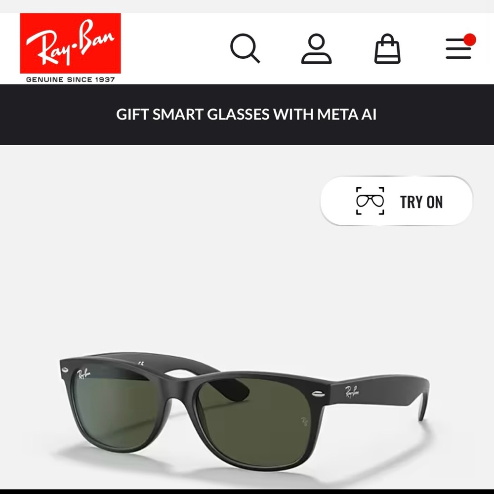New Wayfarer Ray-Ban rubber black sunglasses with case and box